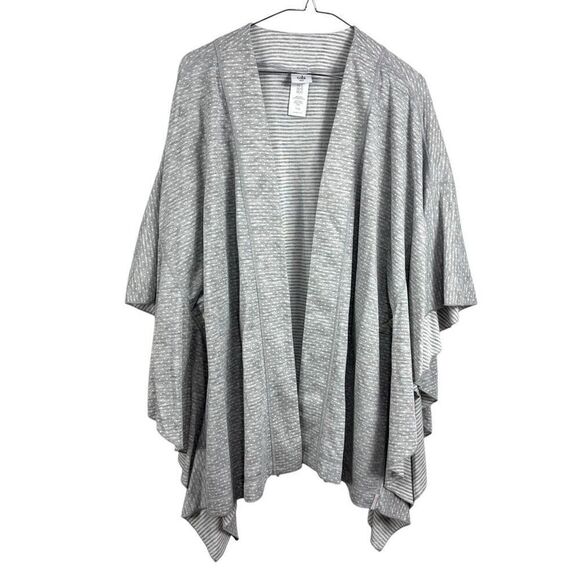 CABI 5846 ATC Reversible Cape Gray White Stripes Polka Dot Knit M/L - Picture 2 of 6